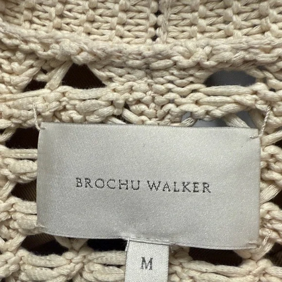 Brochu Walker Beige Open-Knit Fishermans Cardigan size Med. never worn